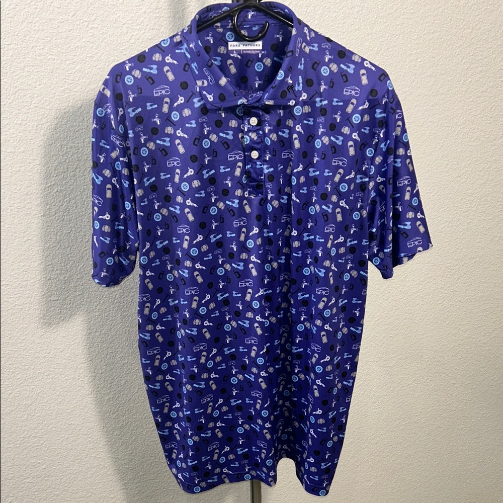 Fore Fathers large performance golf stretch purple Polo Shirt